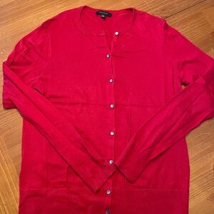 Ann Taylor Vibrant Red Button-Up Cardigan